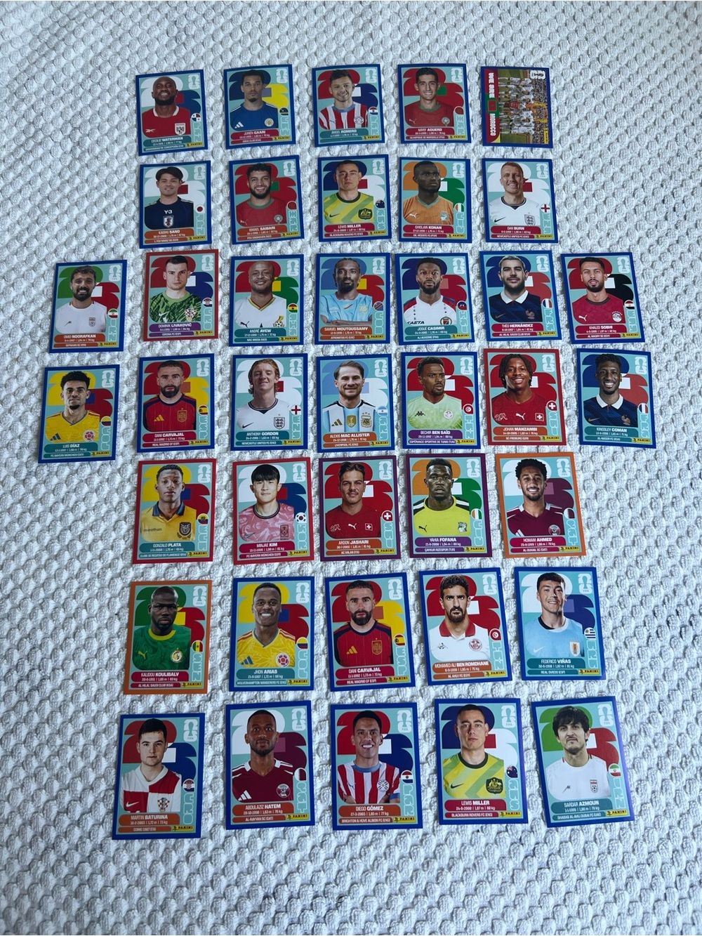 Lot of 39 Panini FIFA World Cup Player Sticker Collection
